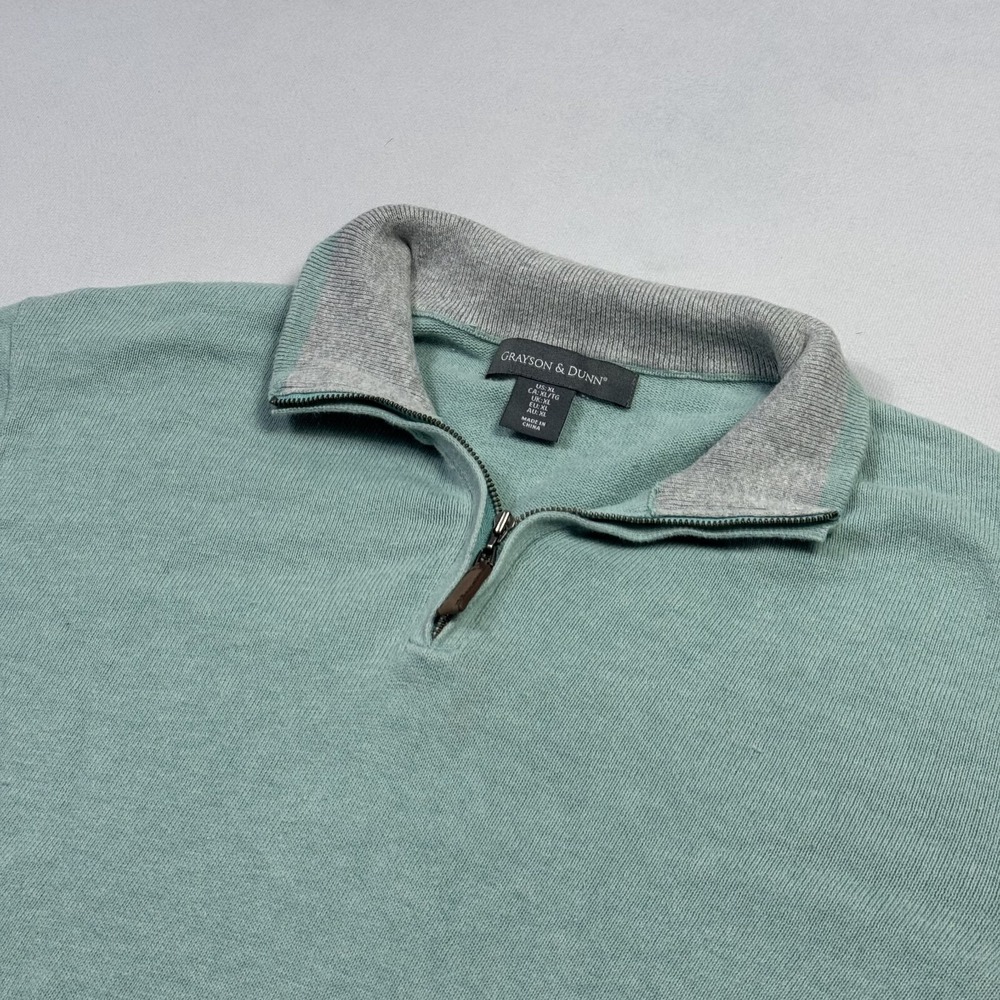 Grayson & Dunn 1/4 Zip Sweater Long Sleeve Knit Cotton Green Men's Extra Large
